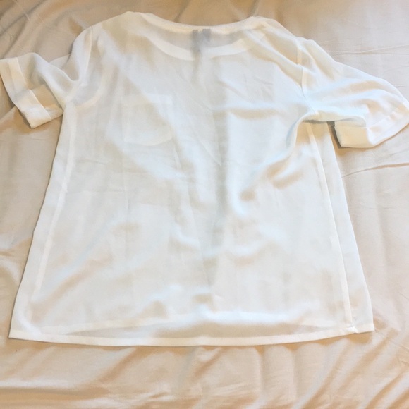 Mango Sheer One Pocket White Tee, XXS - Picture 6 of 9